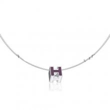 Hermes Cage d'H Necklace Purple in Lacquer With Gold